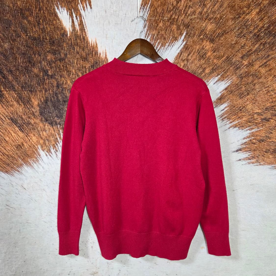 핫 핑크 반폴라 무지 니트 상품이미지4