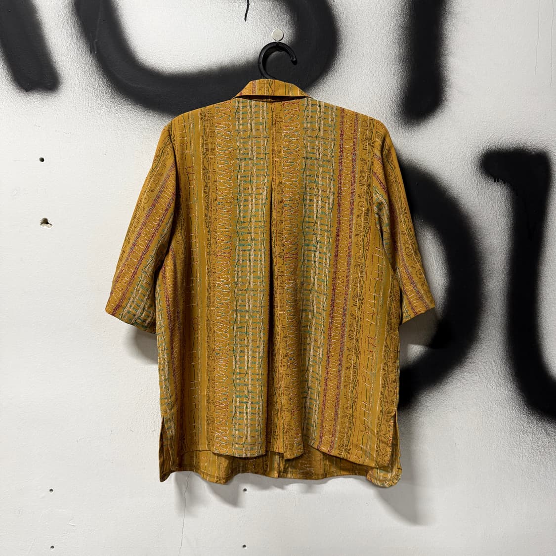 VTG 빈티지 에스닉 풀 패턴 금장 반팔 셔츠 블라우스 상품이미지2