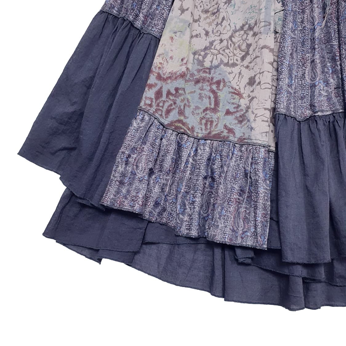 패치워크 레이어드 코튼 프릴 미디 스커트 상품이미지5