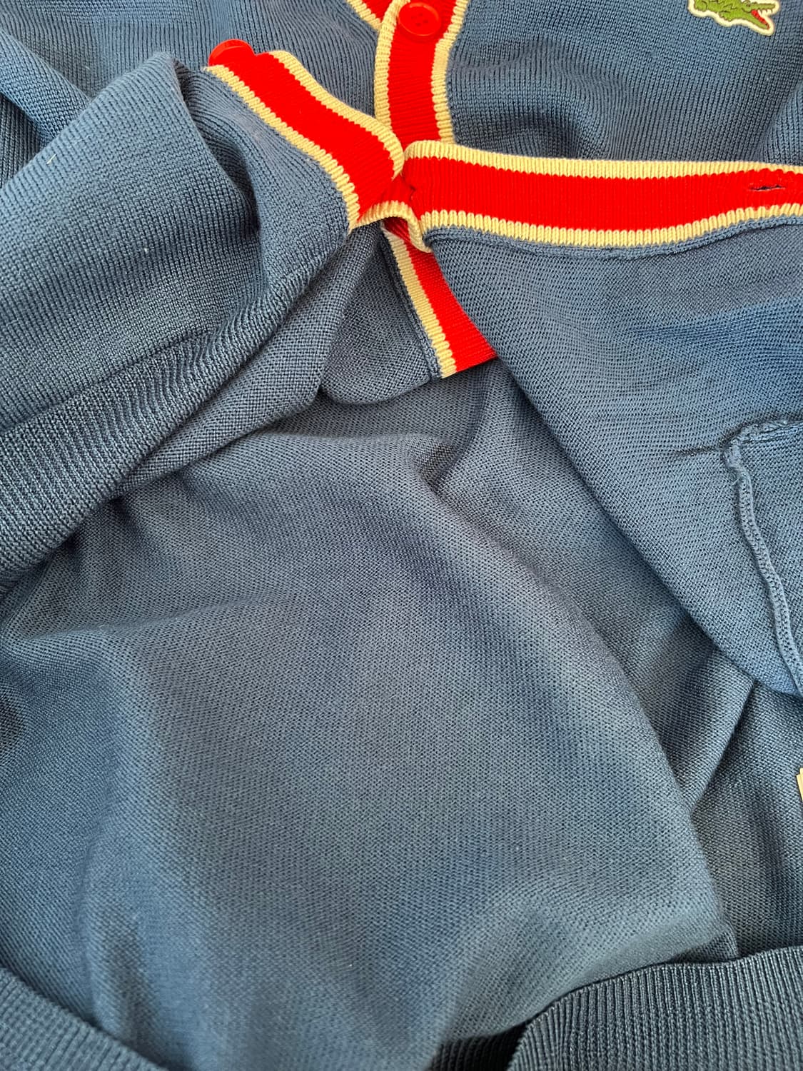 라코스테 남성 블루네이비 브이넥가디건 배색울가디건 상품이미지6