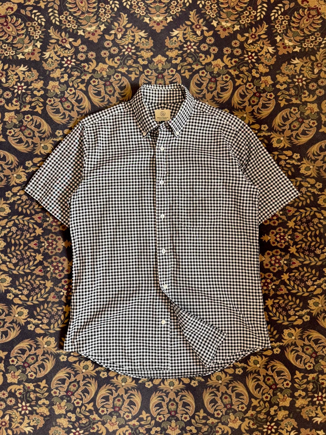 유나이티드 애로우즈 우먼즈 깅엄체크 하프셔츠  상품이미지1