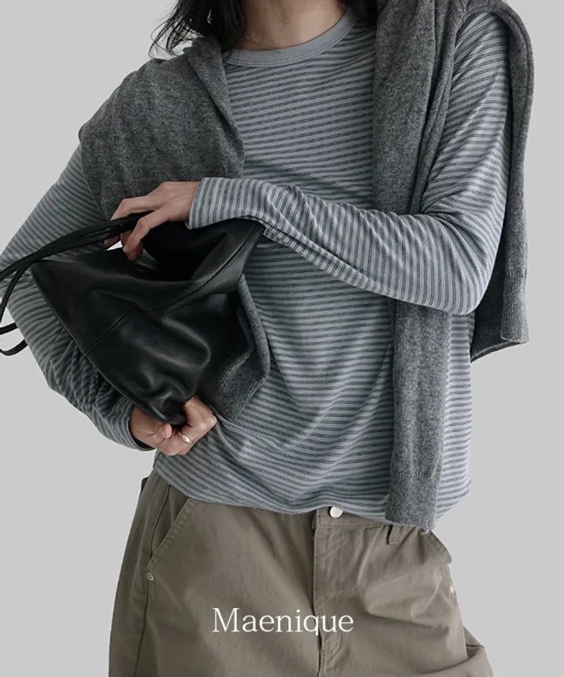 매니크 네브이 스트라이프 긴소매 티셔츠 상품이미지1