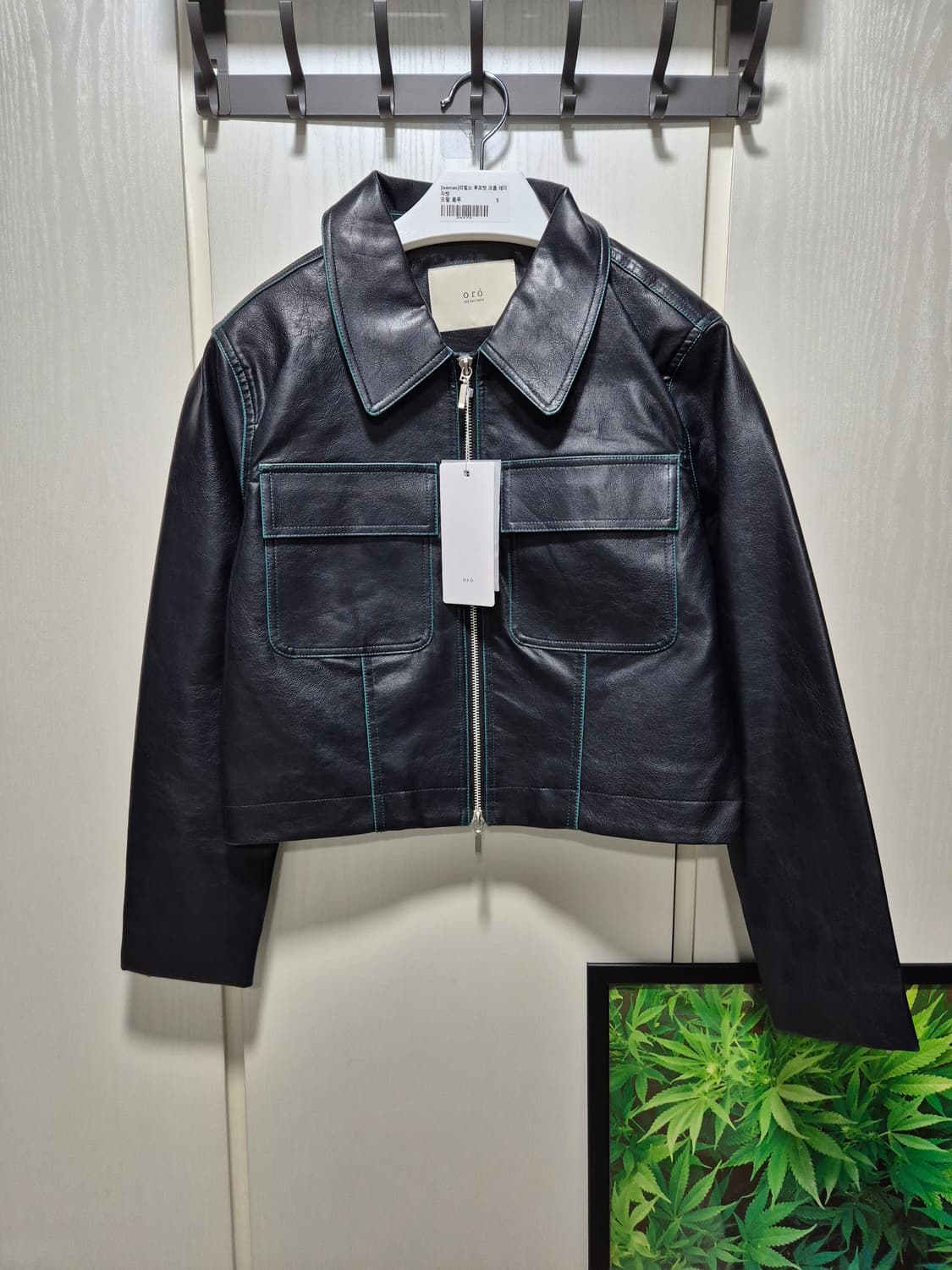(새상품)ORO 오로 블랙 레더 크롭 자켓 상품이미지1