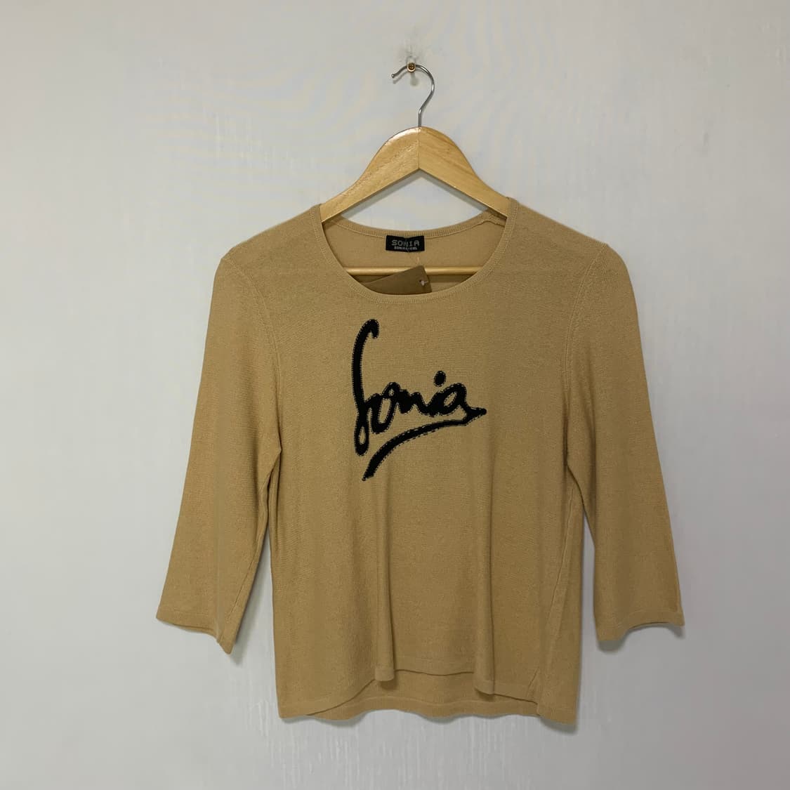 소니아리키엘 빈티지 크롭 니트 티셔츠 베이지 7부 상품이미지1