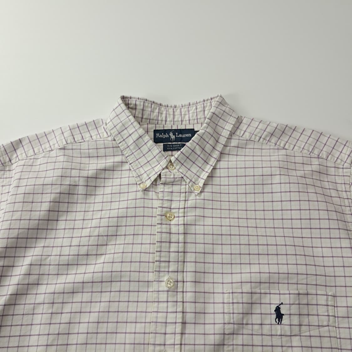 CK166 XL 폴로 90s 홍콩판 빅셔츠 라벤더 스몰체크 셔츠 남방 상품이미지2