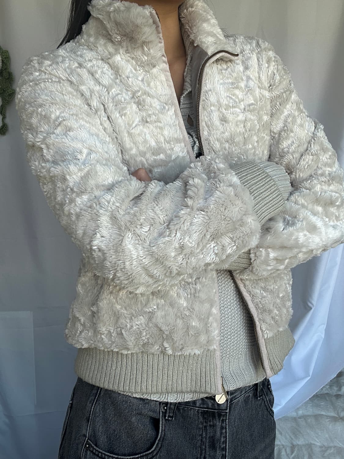 빈티지 퍼 집업 점퍼 상품이미지5