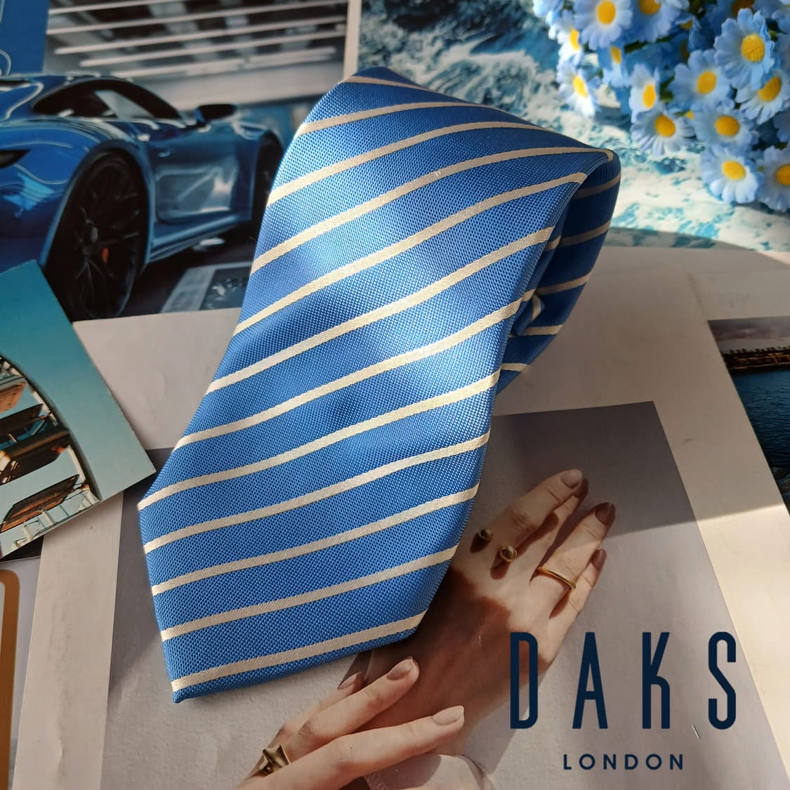 닥스 실크 블루 스트라이프 넥타이 8.2cm A등급 A19770 상품이미지2
