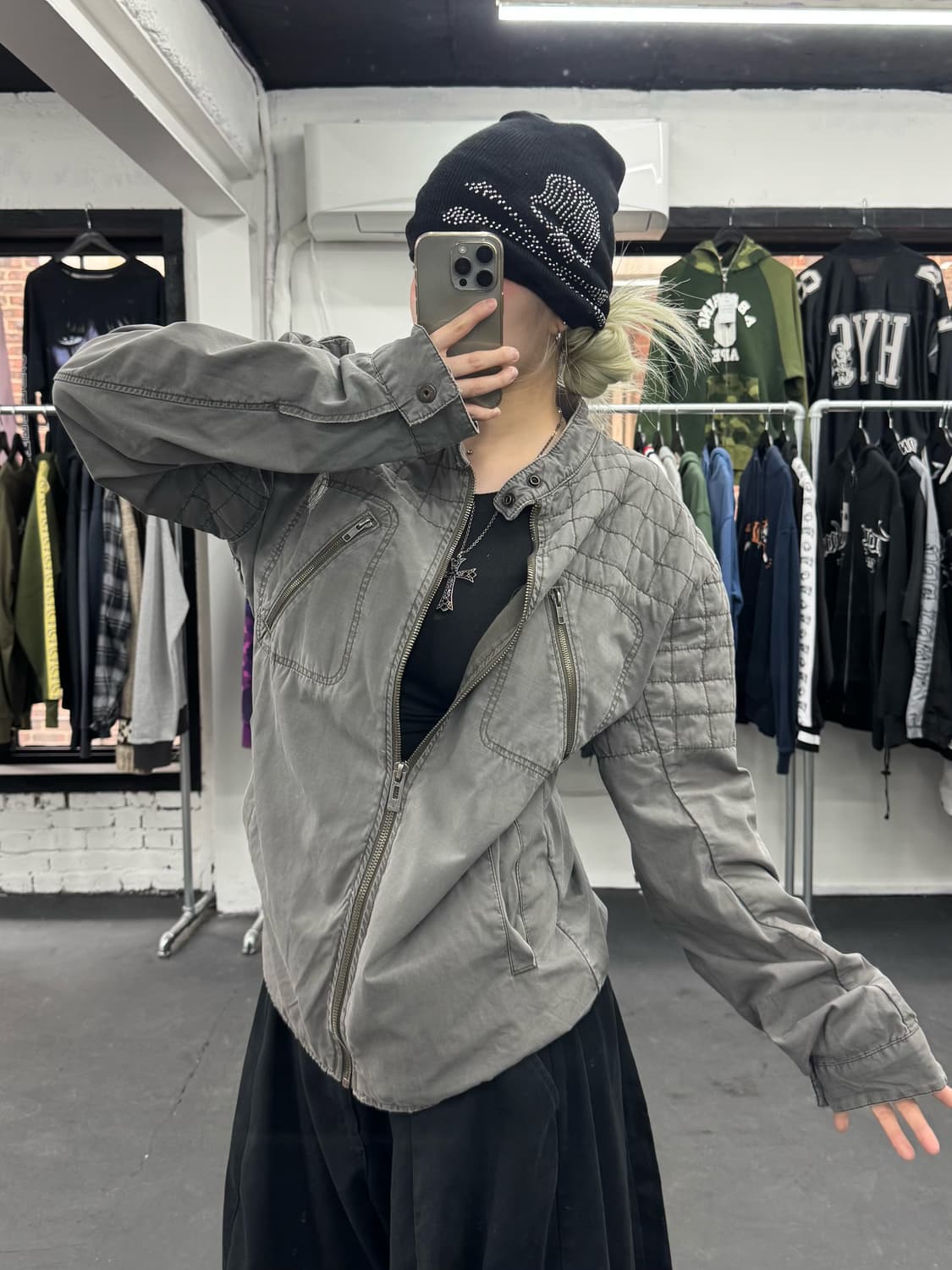 지스타 넥버튼 바이커 자켓 상품이미지5