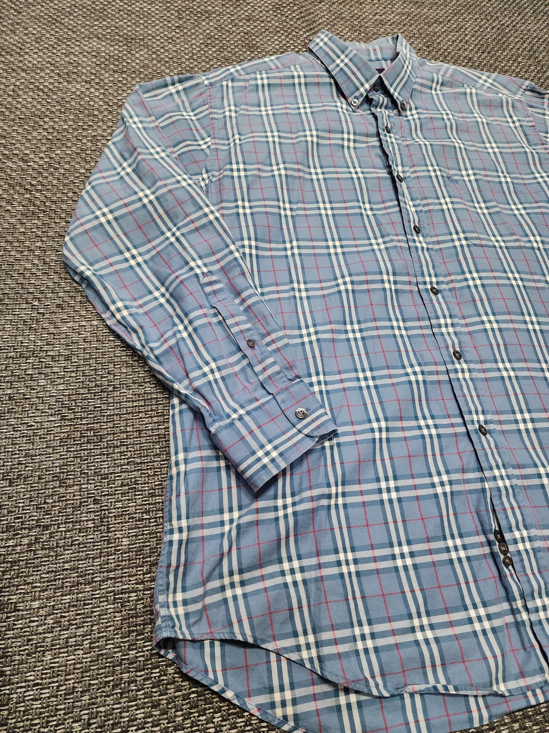 버버리 블루 노바체크 로고 남방 셔츠  XL사이즈 상품이미지3