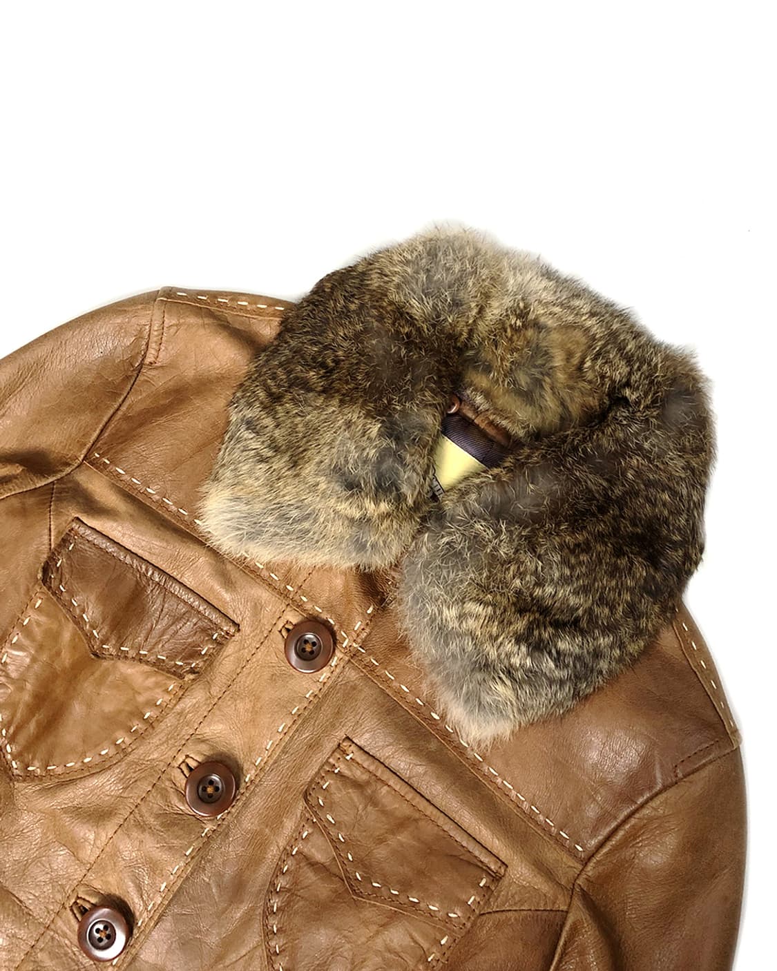 Vintage 브라운 스티치 양가죽 자켓 상품이미지6