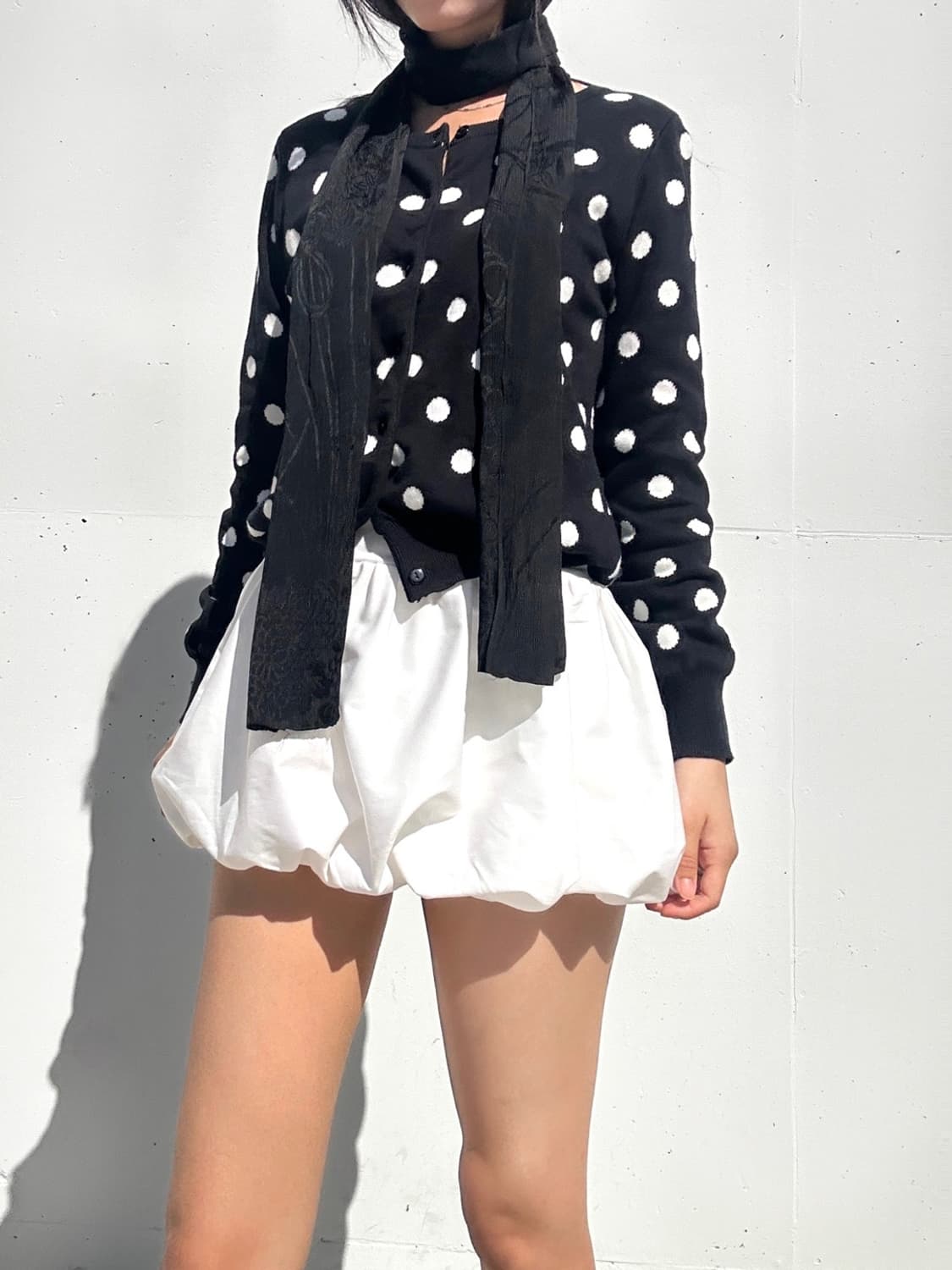 Dot simple cardigan / black 상품이미지5