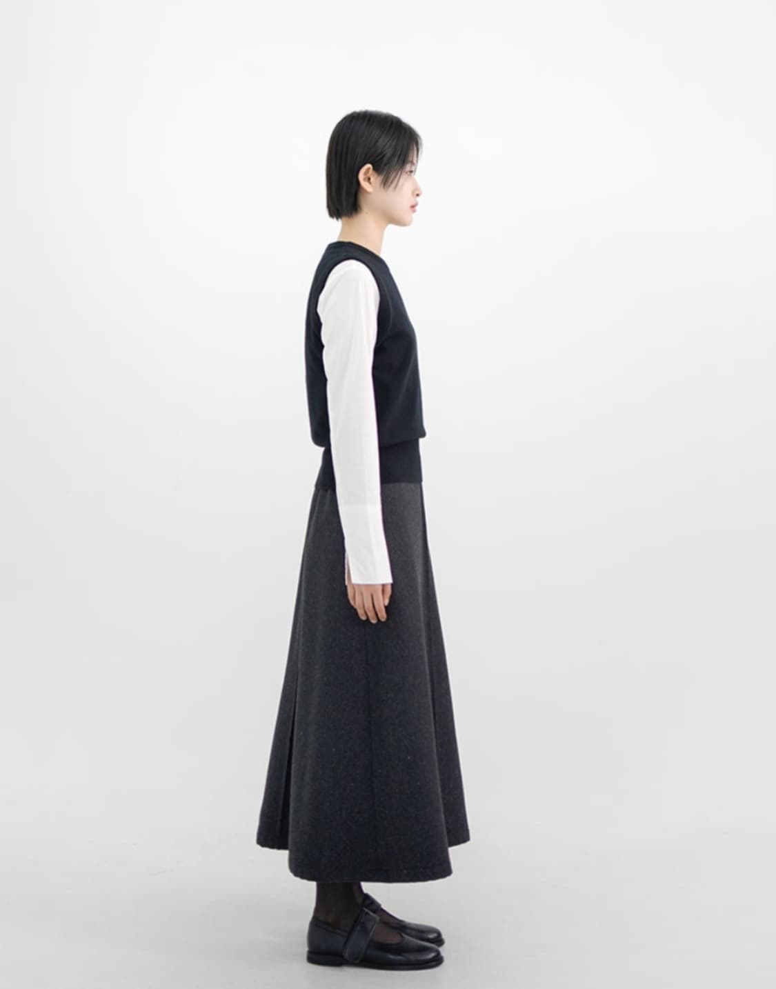 새생품) 유노이아 lene 울스커트 차콜 M 상품이미지4