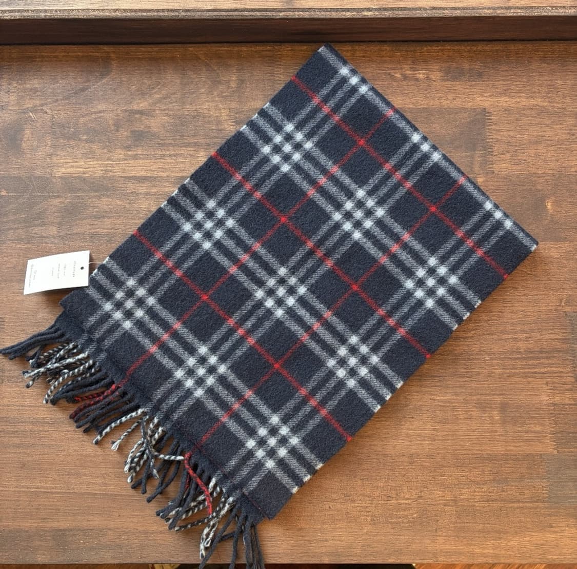 15373 - 버버리 네이비 노바 체크 울 머플러 (램스 울 100%) 상품이미지4