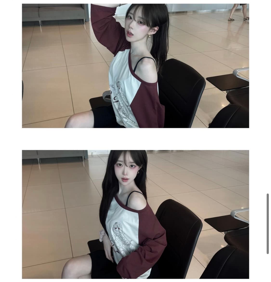 버니앤돌 슈 나그랑 원숄더 티셔츠 와인 상품이미지2