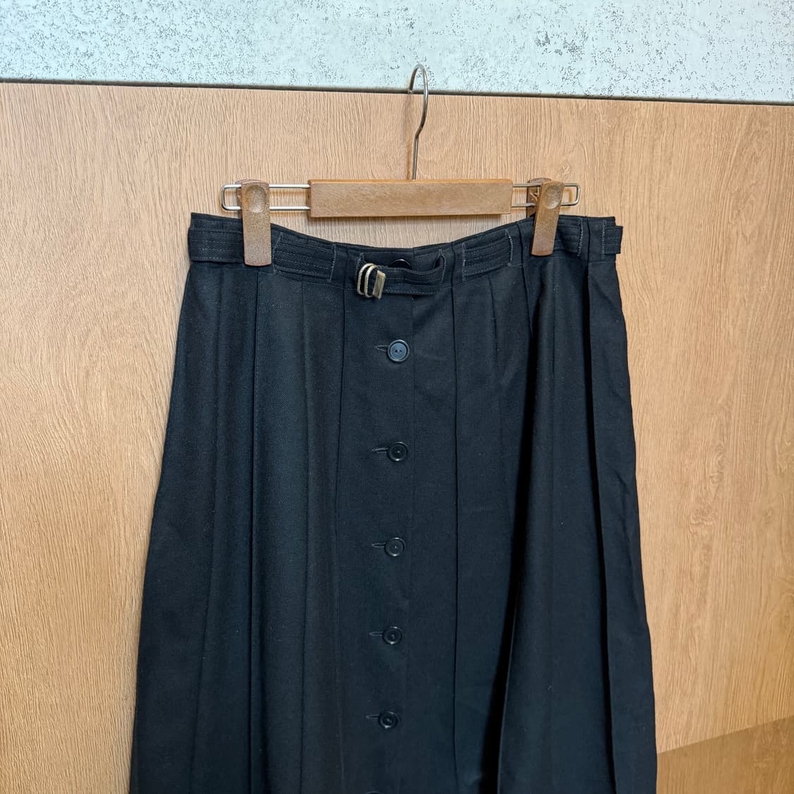 빈티지 미디 스커트 버튼업 벨트 디테일 블랙 k86 상품이미지6