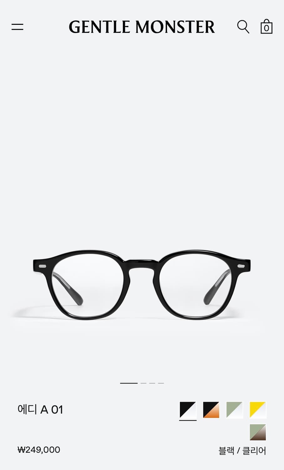 젠틀몬스터 에디 A 01 블랙 안경 상품이미지1