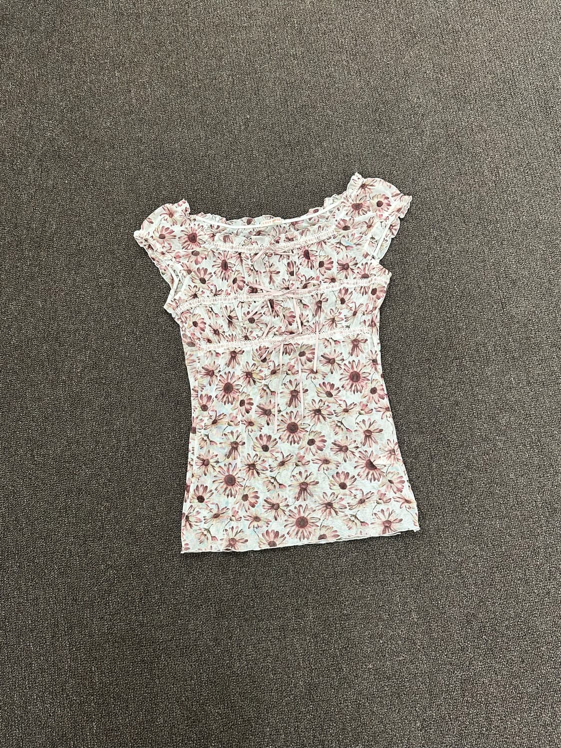 M)Japanese vintage 여성 플라워 패턴 레이스 블라우스 상품이미지4