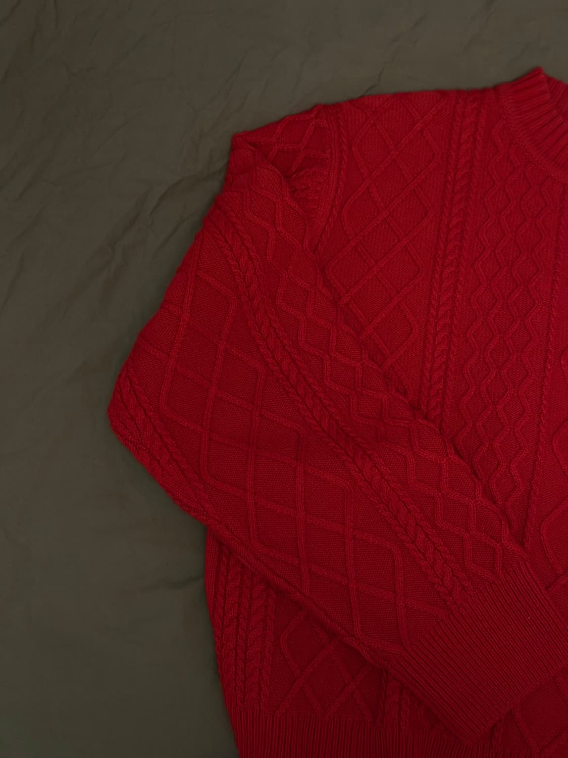 노이스 케이블 울블랜드 스웨터 레드 L사이즈 상품이미지5