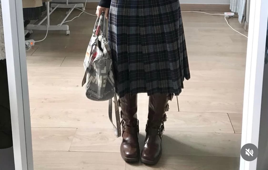 브라운 가죽 버클 롱부츠 245 니혼진 갸루 웨스턴 오리앤탈 오네 상품이미지3