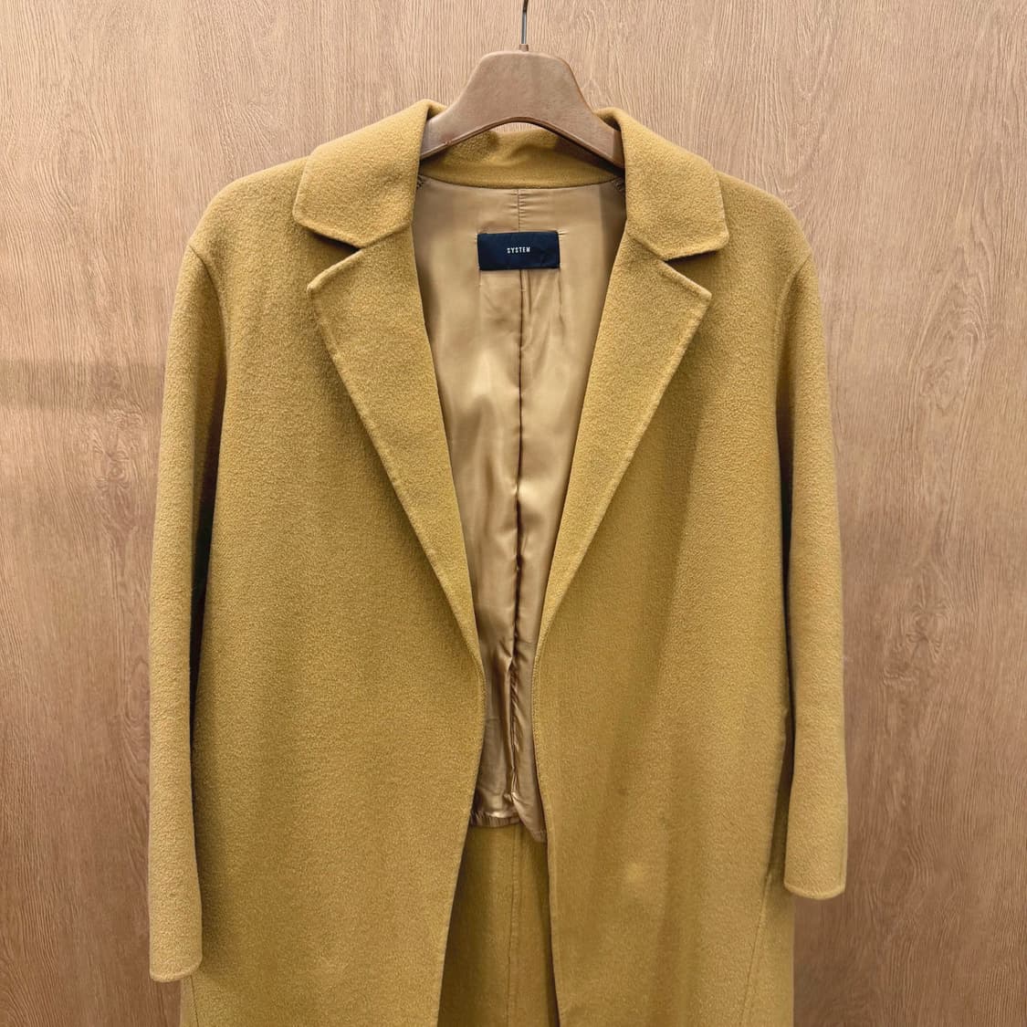 시스템 롱 코트 테일러드 카라 오픈 프론트 디테일 루즈핏 베이지 상품이미지4