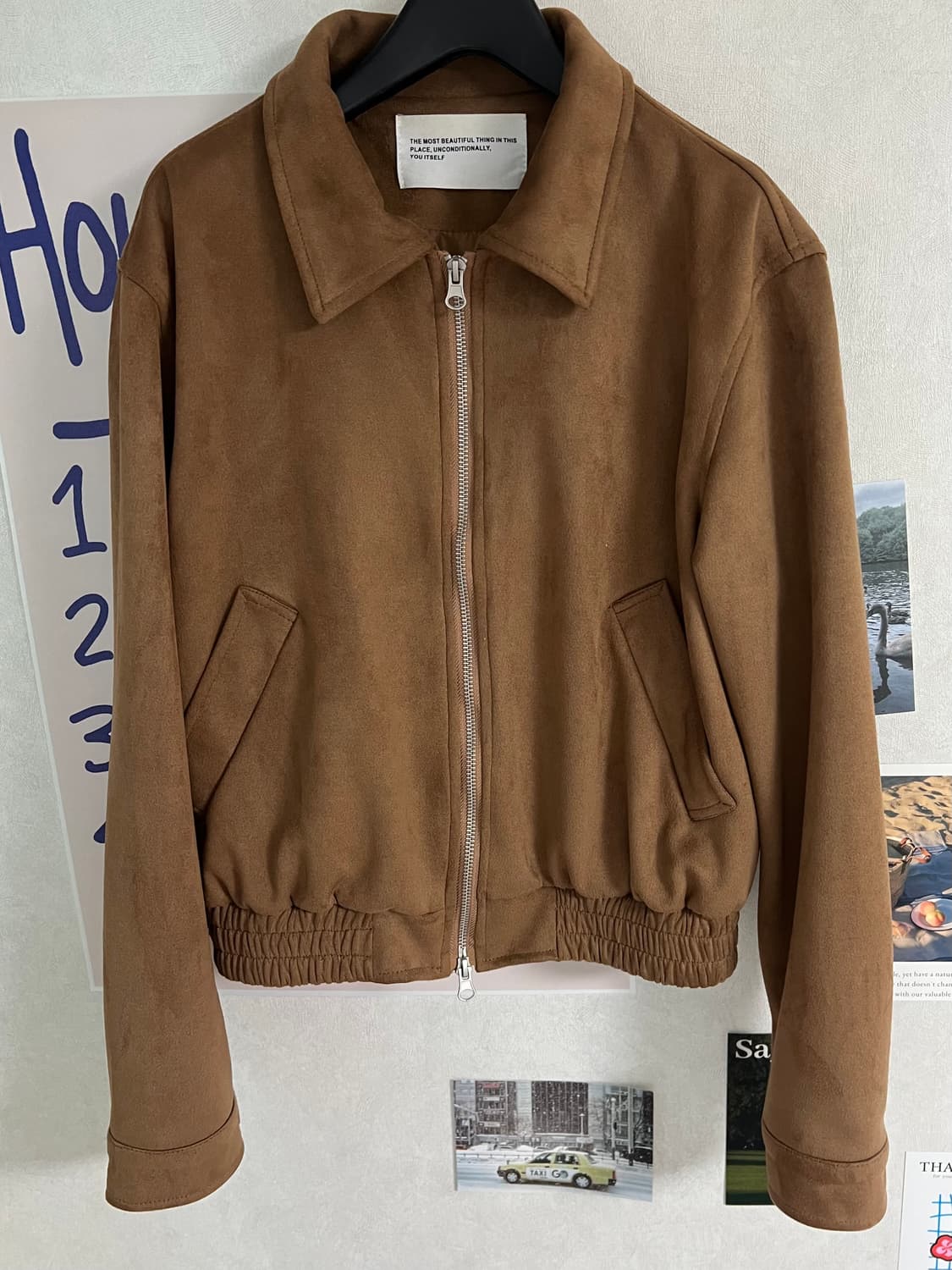 비건 투웨이 블루종 스웨이드 밴딩 점퍼 자켓 상품이미지5