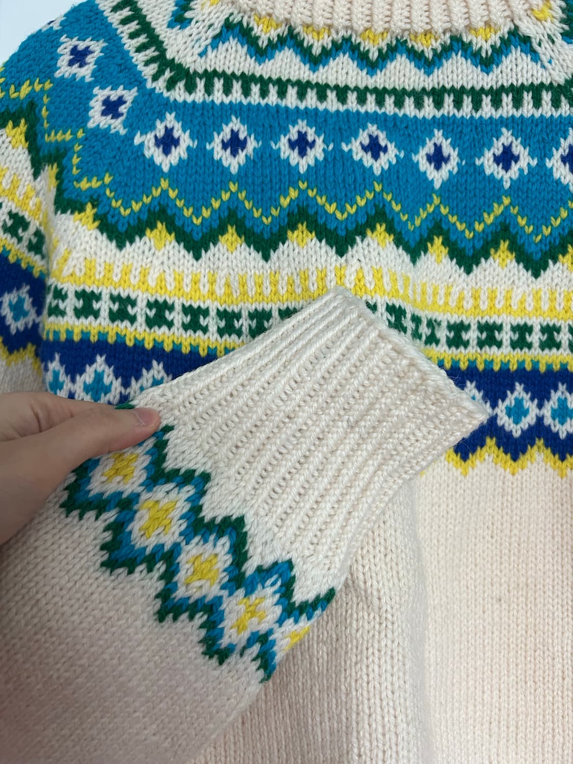 울 100 빈티지 노르딕 핸드니트 상품이미지3