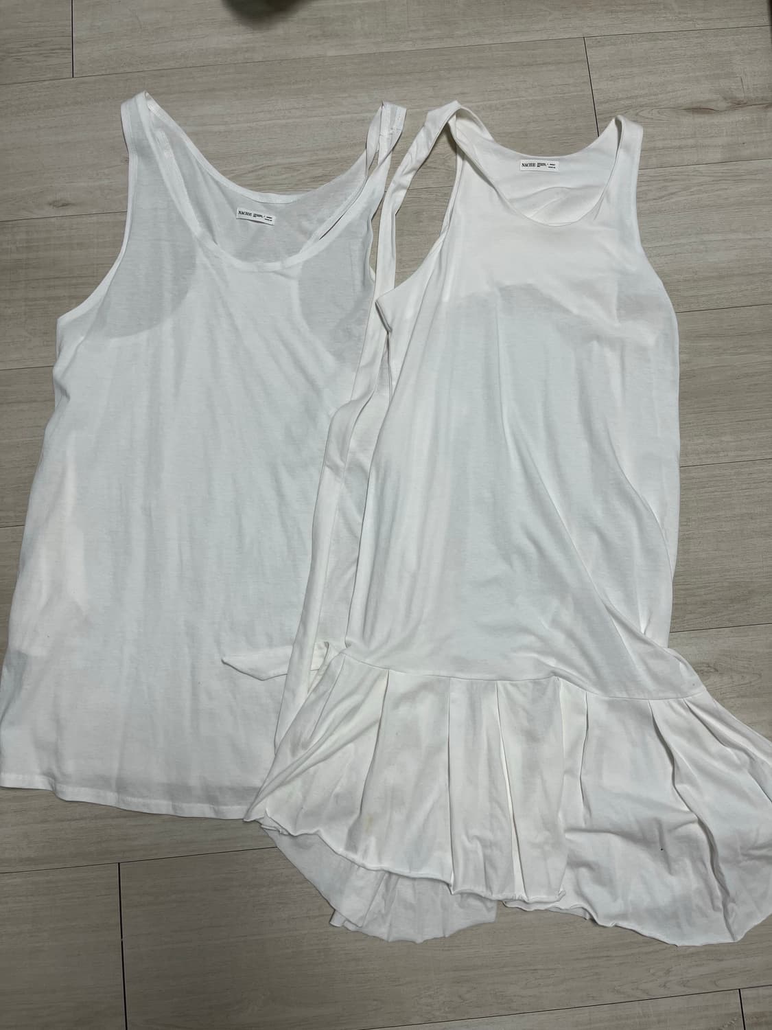 NACHE 나체 레이어드 원피스 화이트 상품이미지3