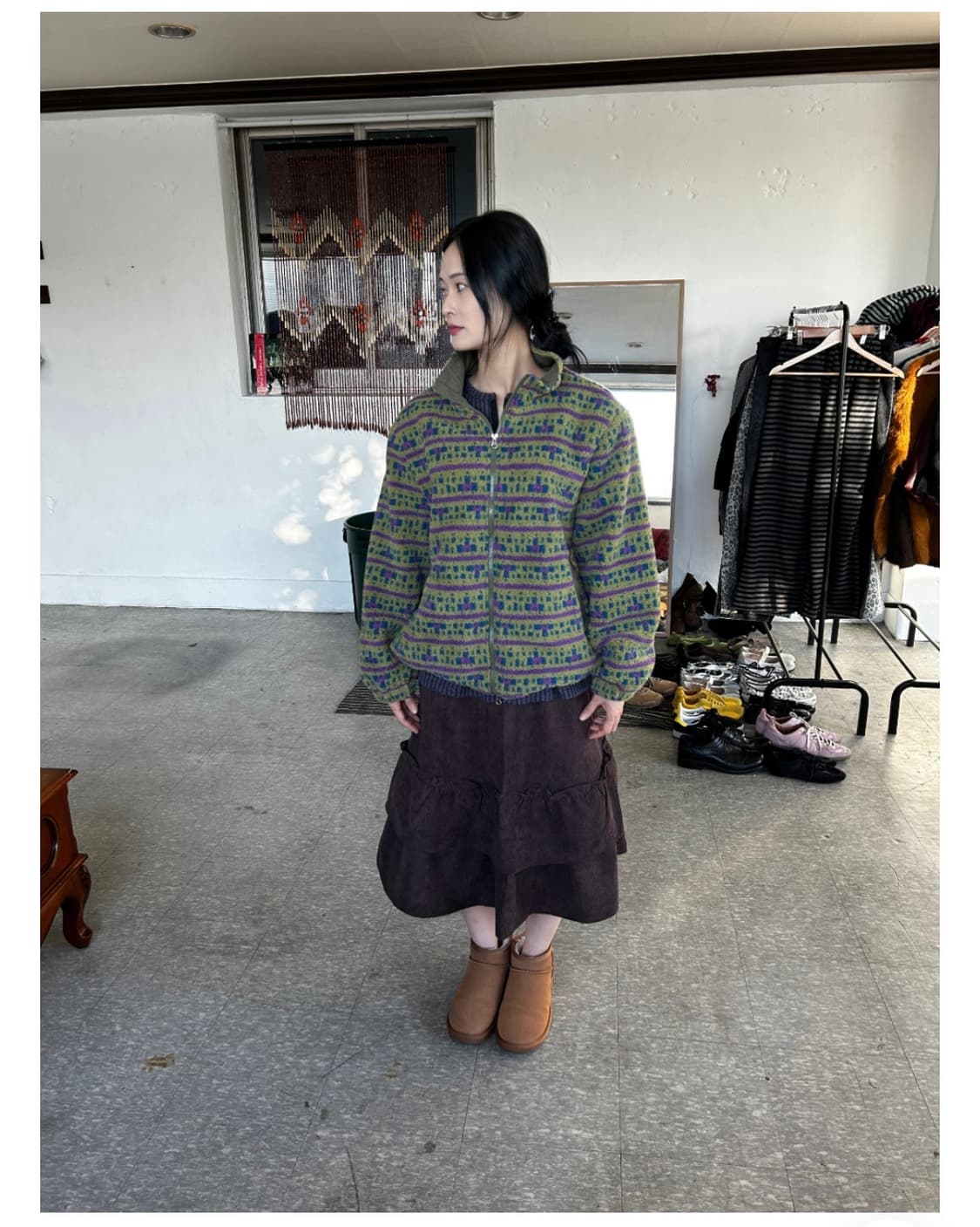 가든페이지 빈티지 패턴 플리스 집업 자켓 mist bloom fleece 상품이미지8