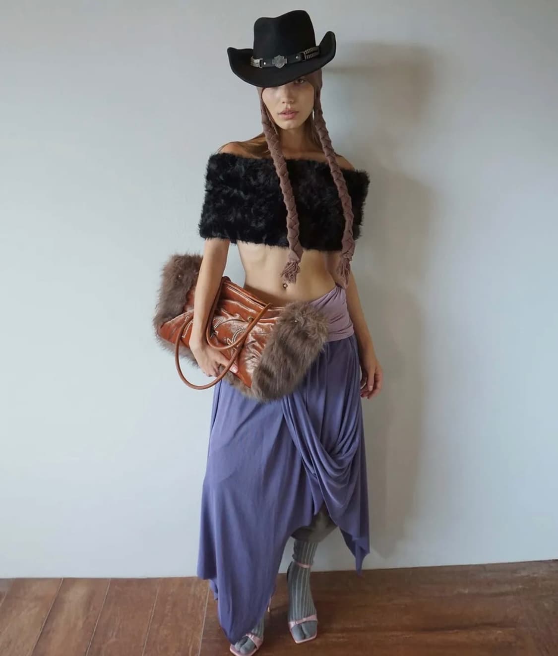 스컬프터 Fluffy Slouch VelvetBag BurntOrange 상품이미지3