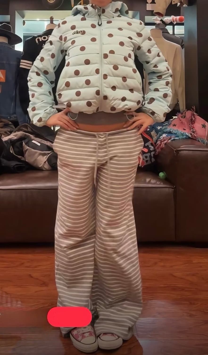 Blue Polka Dot Light Down Jacket 상품이미지5