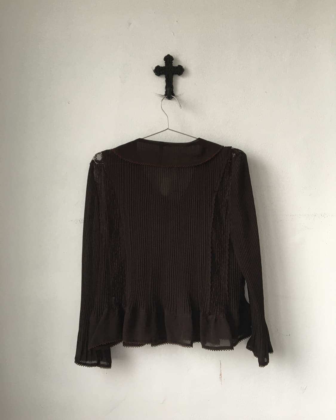 Lace trimming pleats caridgan 상품이미지3
