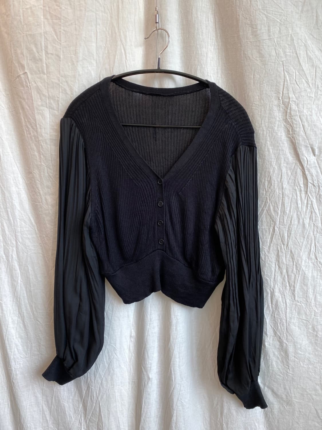 GRL블랙플리츠소매가디건(M) 상품이미지8