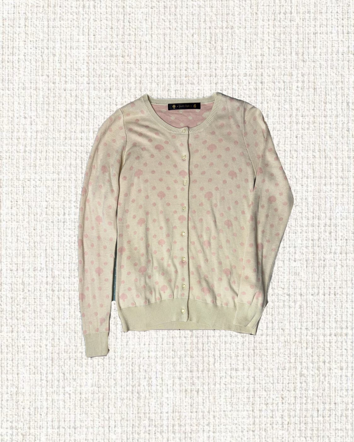 베이지-핑크 도트 버섯 가디건 상품이미지1