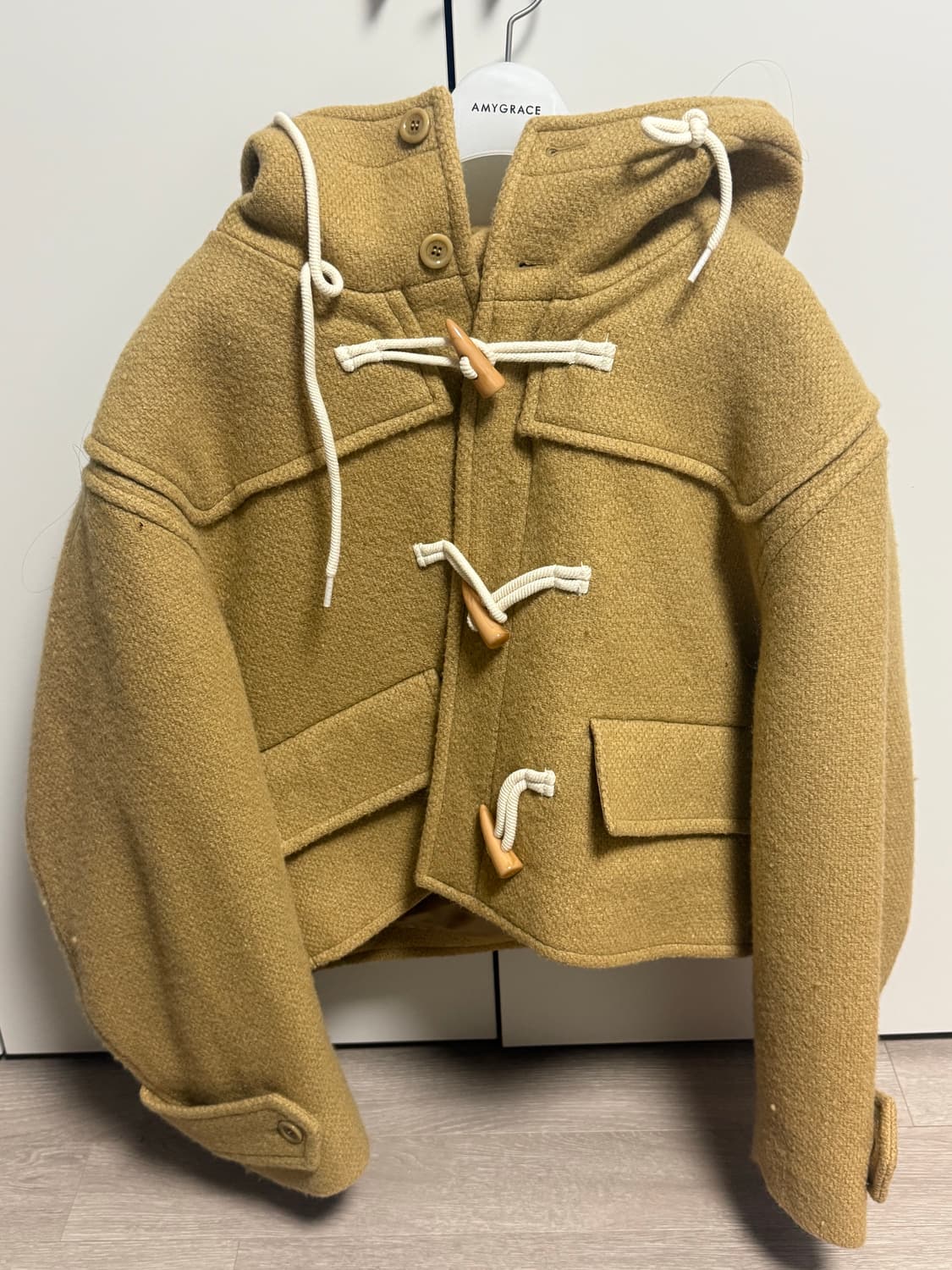 그로브 크롭 더플 코트 베이지 상품이미지1