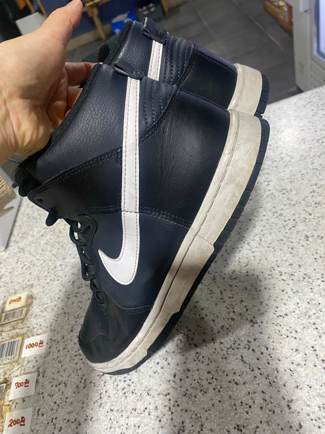 나이키 덩크 하이 블랙/화이트 상품이미지5