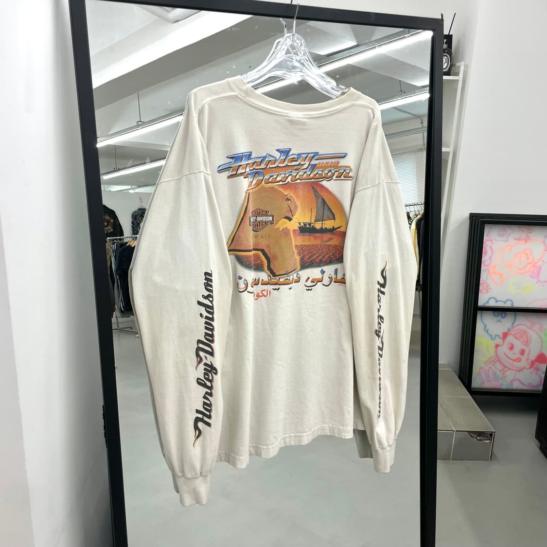 할리데이비슨 00s 빈티지 그래픽 오버핏 롱슬리브 긴팔 티셔츠 화이트 상품이미지1