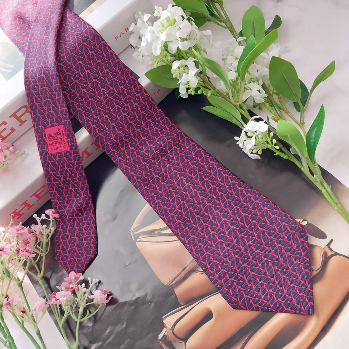 에르메스 실크 네이비 체인 패턴 넥타이 9.5cm A~B등급 K1771
 상품이미지3