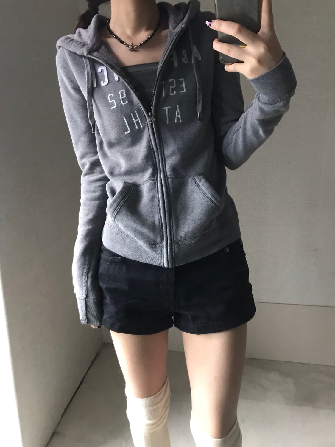 아베크롬비 그레이 슬림핏 후드집업 상품이미지2