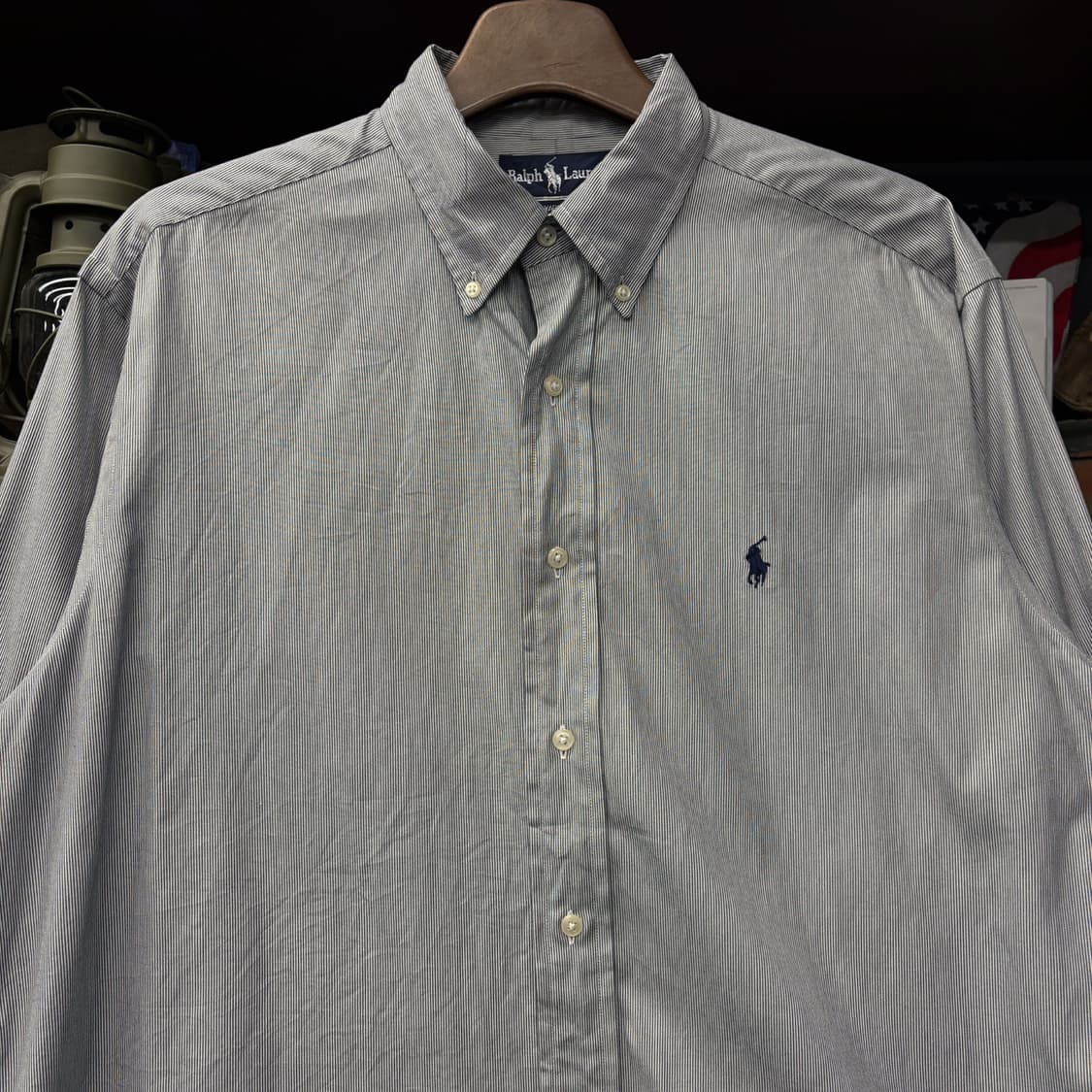 90s 폴로 랄프로렌 핀포인트 스트라이프 옥스포드 셔츠N336   상품이미지3