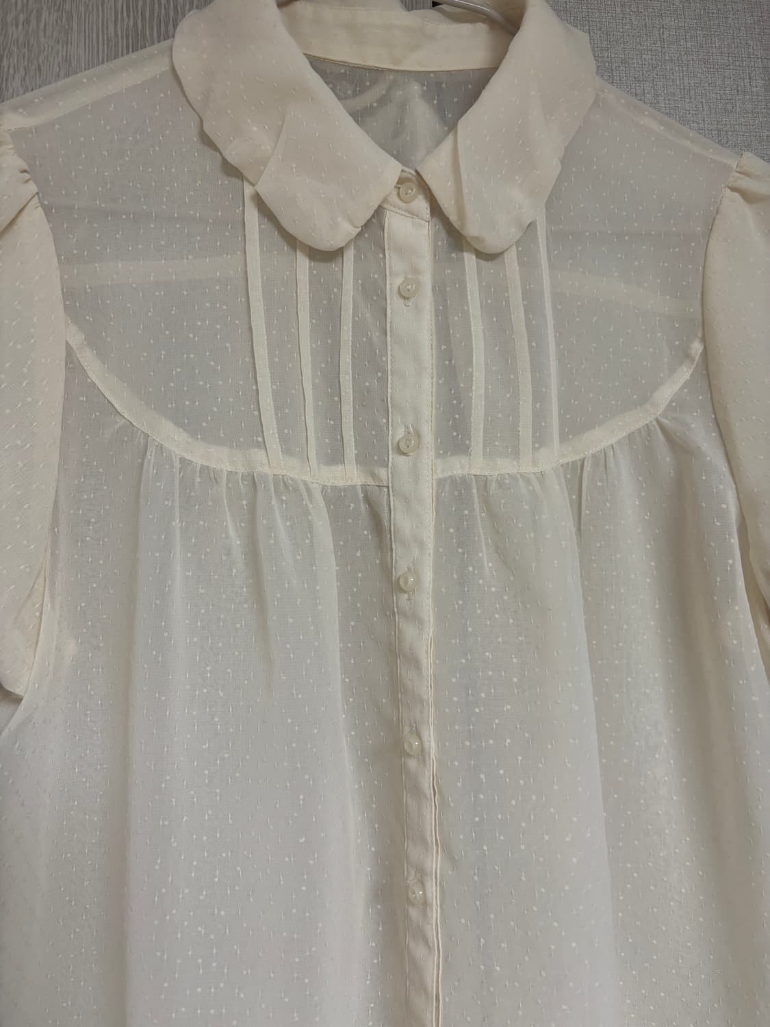 카메 빈티지 모리걸 크림 도트 홍콩 블라우스 상품이미지4