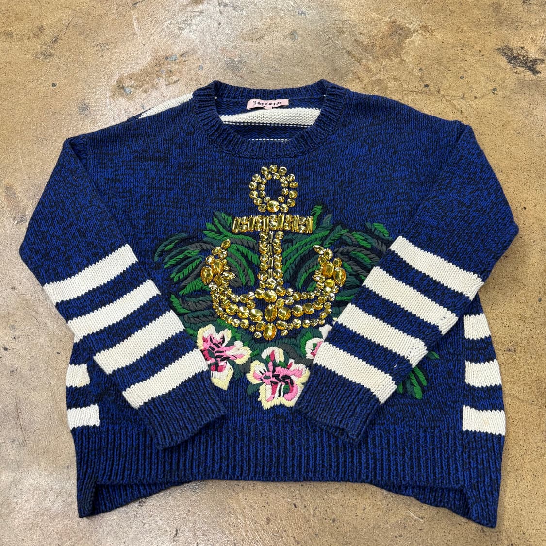 [정품/XS] 쥬시꾸뛰르 닻 자수 니트 블루 b19 상품이미지2