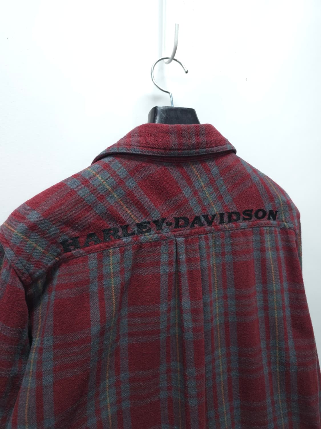 할리데이비슨 여성 정통 체크 플란넬 빈티지셔츠 (레드/그레이, S사이즈) 상품이미지9