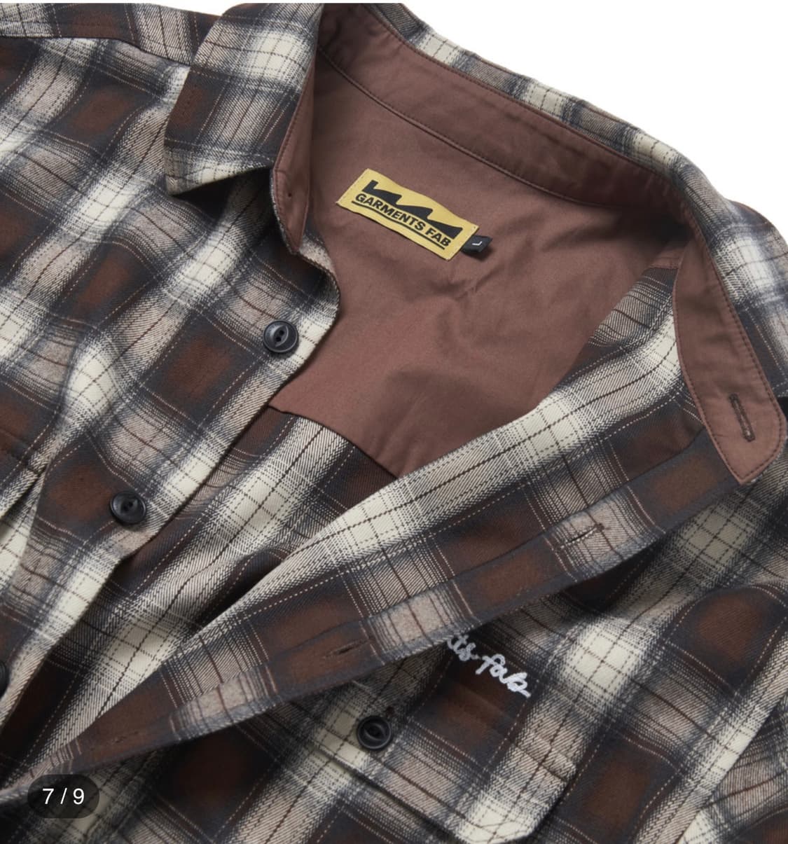 [새제품/L] 가먼츠팹 클로버 체크 셔츠 - 브라운 상품이미지6