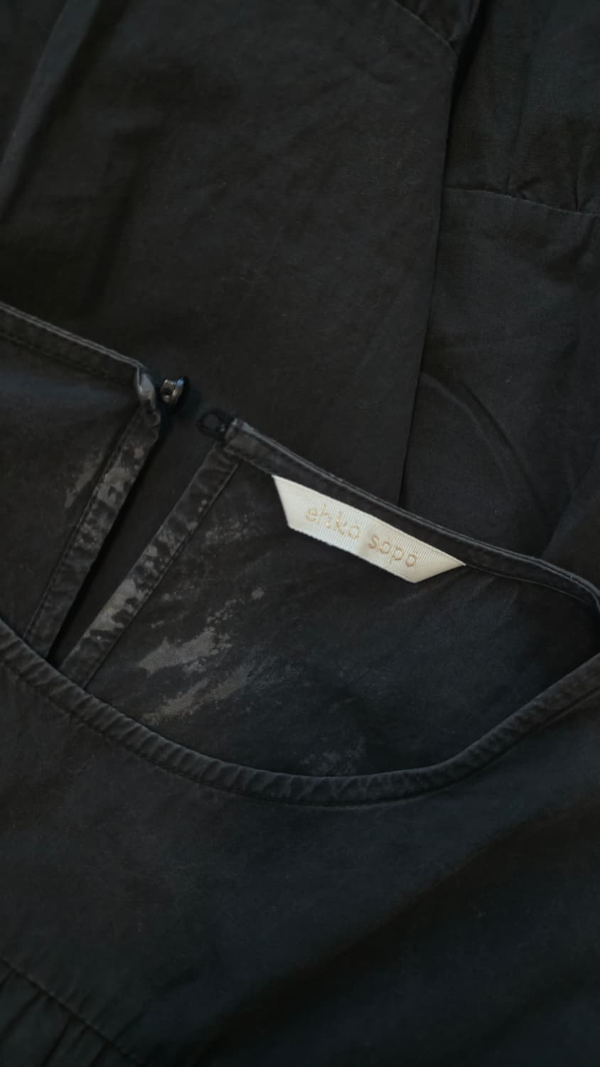 에카소포 면 캉캉 롱 원피스 블랙 반팔 셔링 long dress 상품이미지5