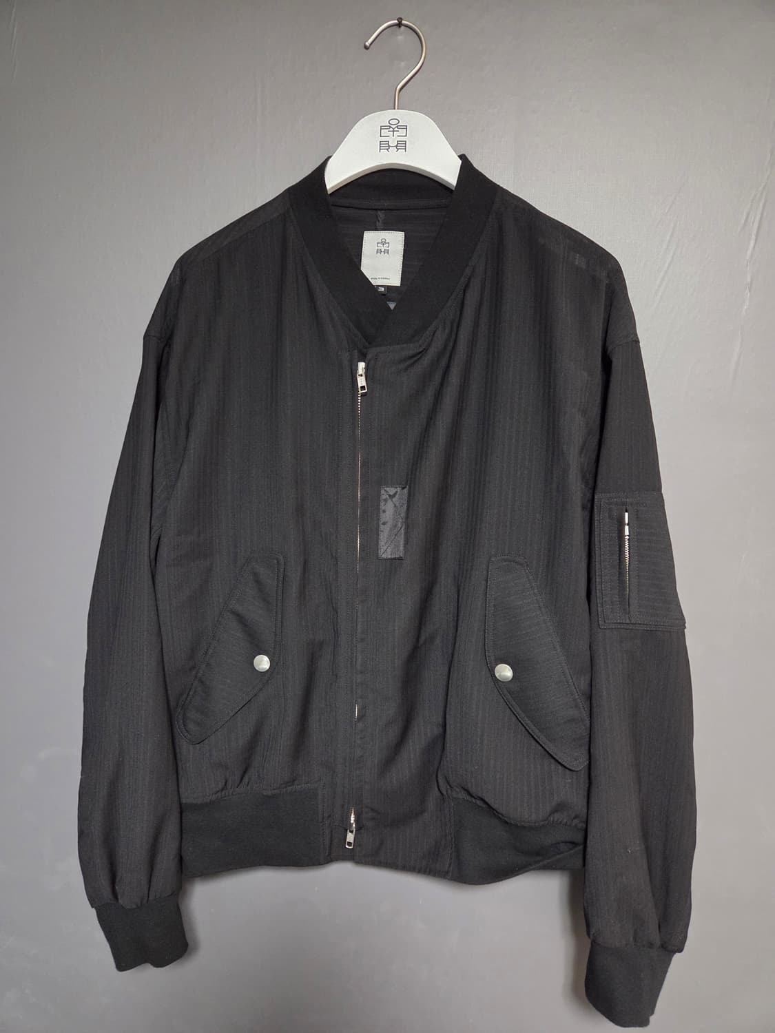 폴리테루 봄버 자켓 스트라이프 블랙 울 버전 상품이미지3