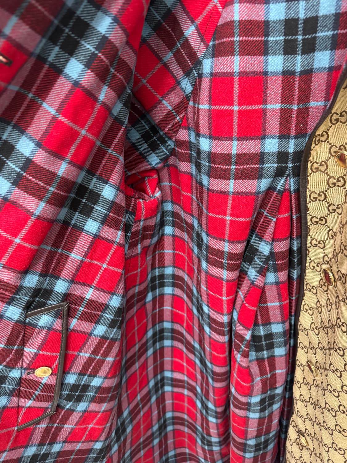 백화점판 구찌 GG 체크 리버서블 코트 36사이즈  상품이미지4