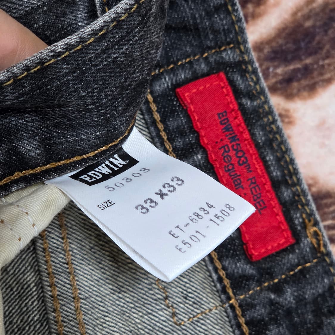 JPN 에드윈 503 그레이 흑철 워싱 데님 팬츠 . 상품이미지7