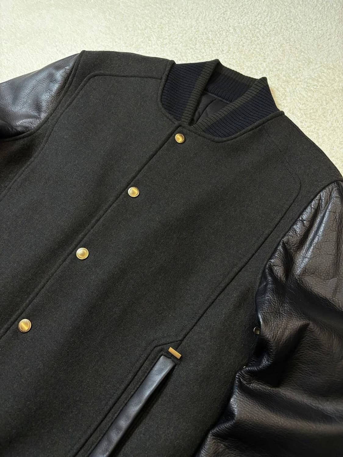 타임옴므 12FW 소가죽 배색 울 바시티 자켓 PN6056 상품이미지2