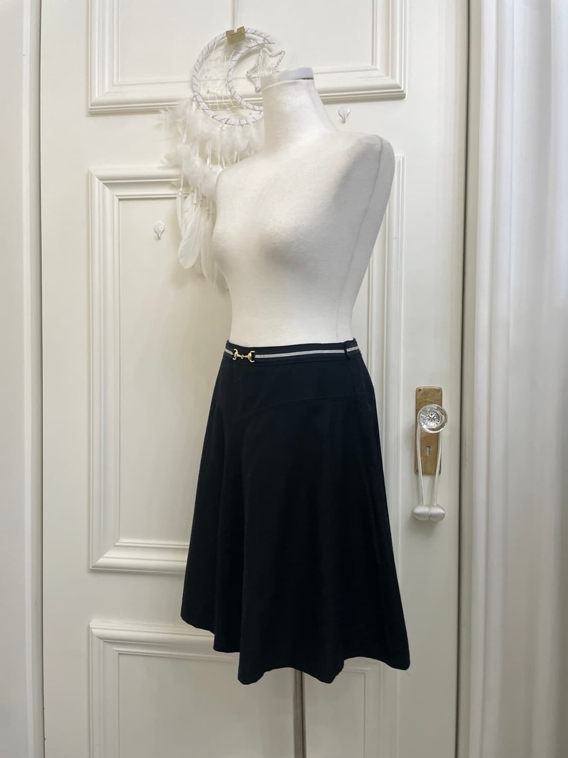 black waist point flare midi skirt 상품이미지2