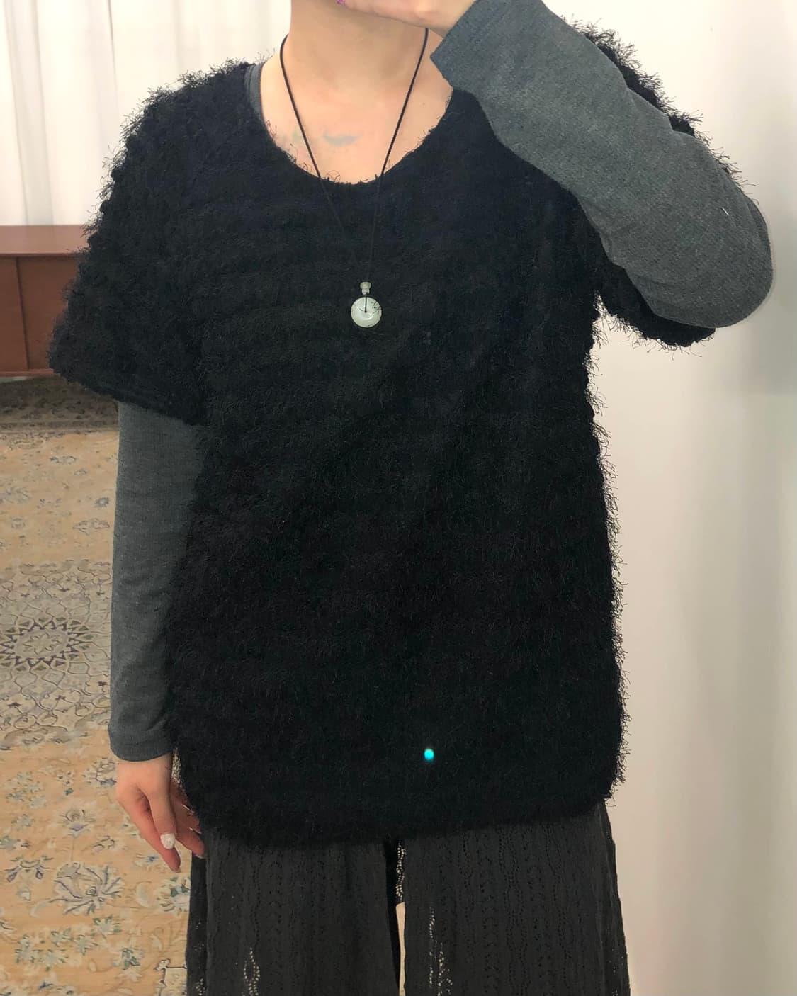 블랙 퍼 반팔 상품이미지2